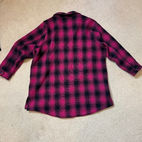 Torrid Shacket Barn Coat Checked Pink Plaid Button Front Heavyweight Cotton Sz 0 - Picture 5 of 16
